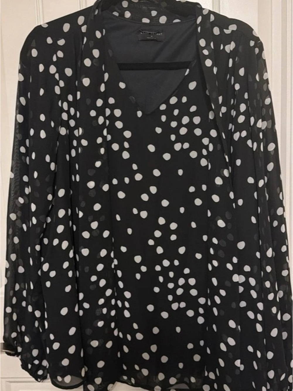 Lane Bryant Polka Dot Blouse in Black & White Size 16 Like New
